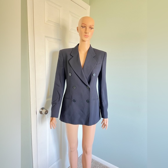 Giorgio Armani Womens Double Breasted Wool Blazer Dark Blue Size 6 - Picture 2 of 11